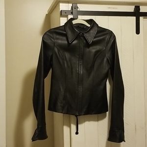 Attention Leather Jacket Black Sm